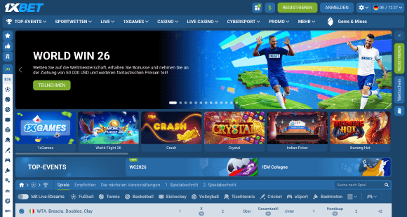 Besuchen Sie die 1xbet-Website